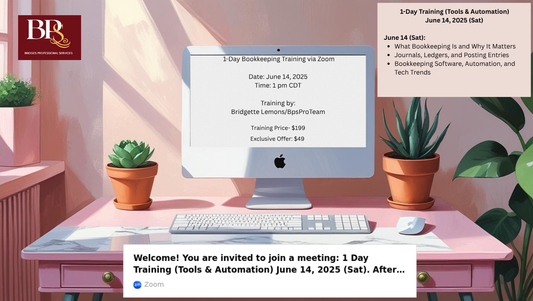 1-Day Bookkeeping Training (June 14, 2025) β Tools, Ledgers & Automation via Zoom